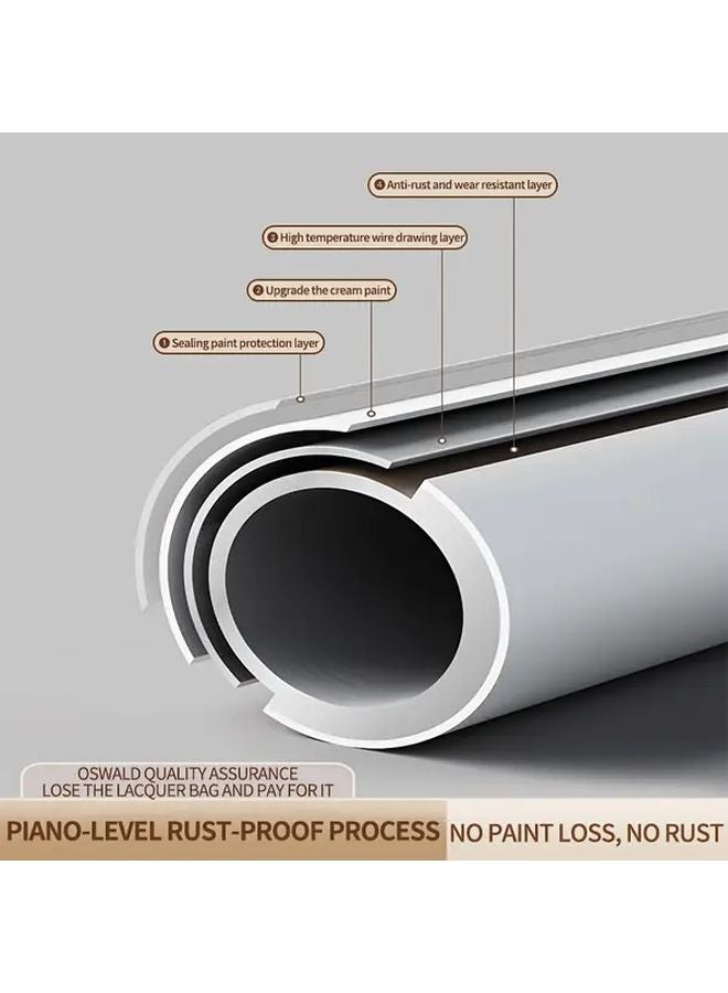 Adjustable Telescopic Shower Curtain Rod No Drilling Tension Mount White 110 200cm - Image 5